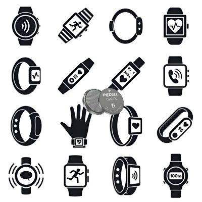 Fitness trackers, smartwatches, and other wearable devices use lithium button batteries CR2032.